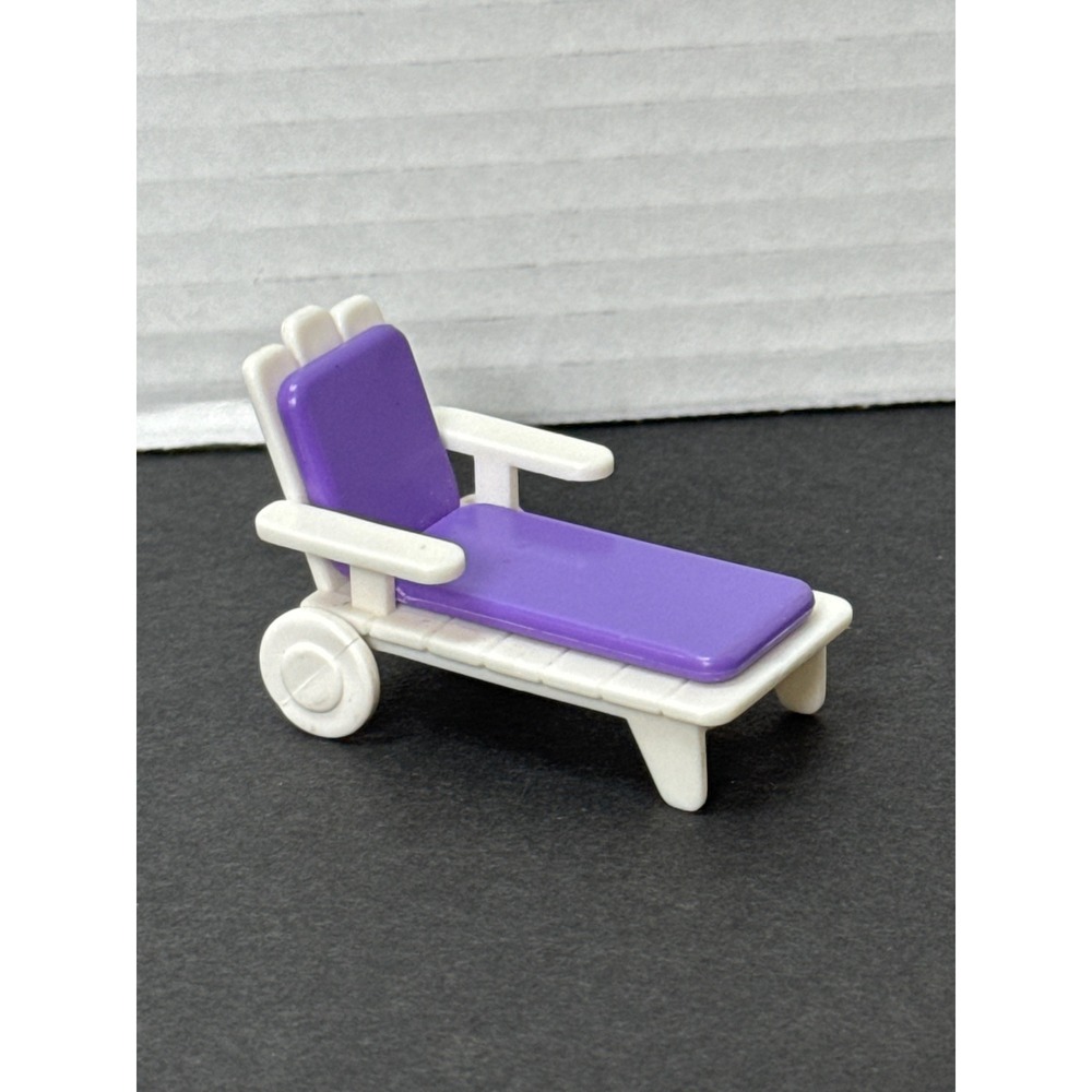 Vintage Fisher Price Sweet Streets Pool Lounge Chair White Purple Miniature